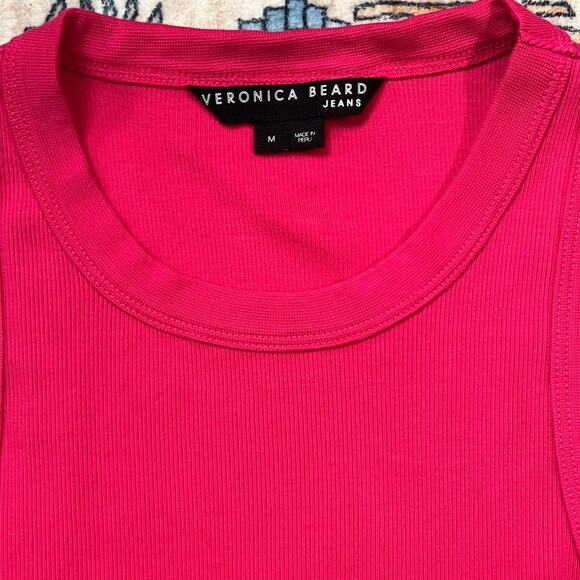 Veronica Beard Jordyn Pink Ribbed High Neck Tank Top Size M - Picture 3 of 4
